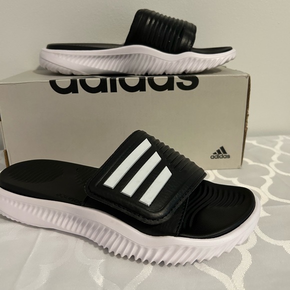 adidas Shoes - Adidas Black and White Comfort Slides